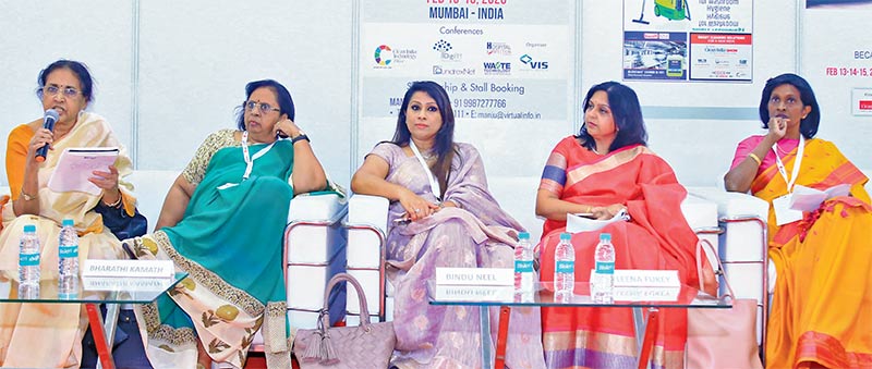 On the panel discussion- Bindu Neel GM Paul Hotel, Bharathi Kamath MD Carewel Facilities India Pvt Ltd, Swarnalatha executive Housekeeper ITC Gardenia, Leena Faculty member from Christ College