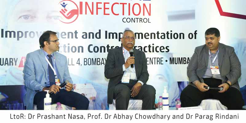 LtoR Dr Prashant Nasa, Prof. Dr Abhay Chowdhary and Dr Parag Rindani at Conference on Hospital Infection Control