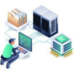Developer working on big data server programming