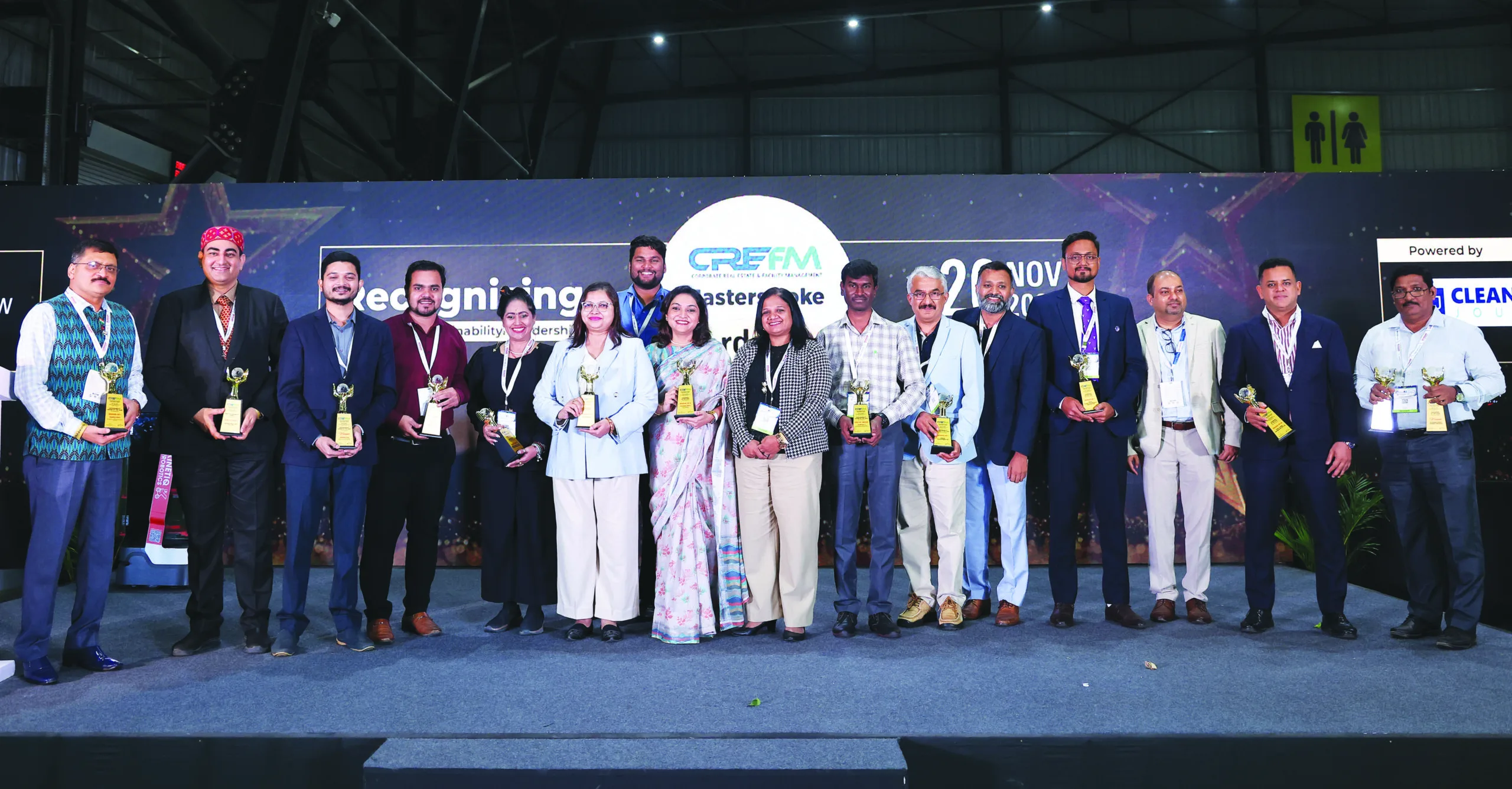 Award recipients group photo at the CREFM Masterstroke Awards, Bombay Exhibition Centre