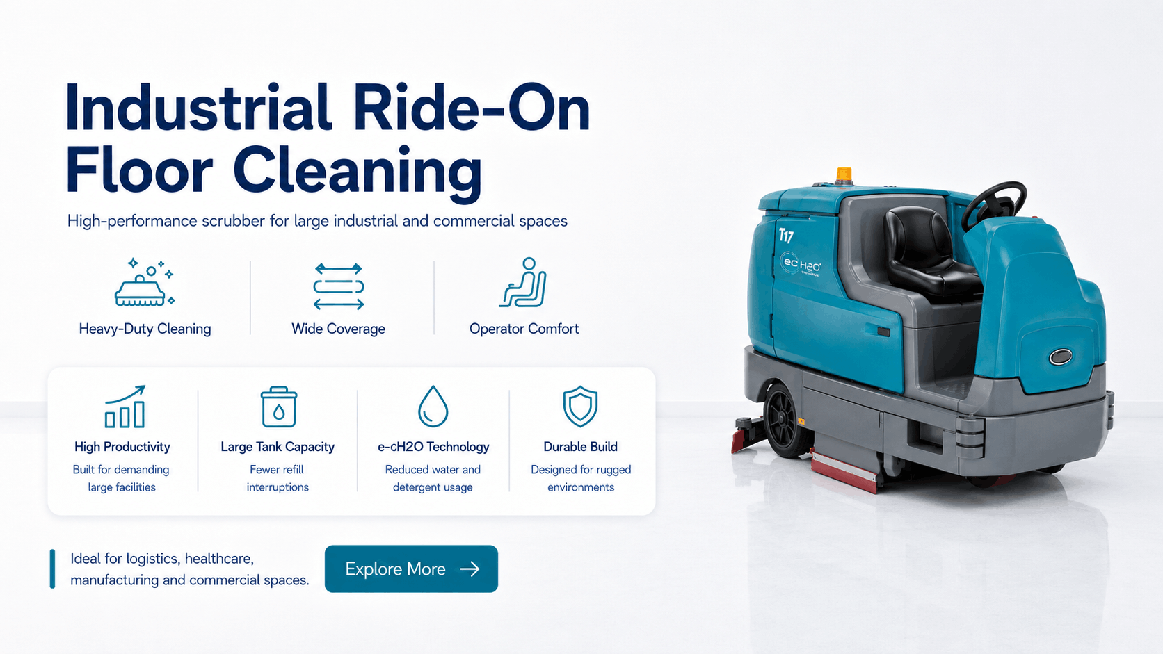 Tennant T17 ride-on floor scrubber