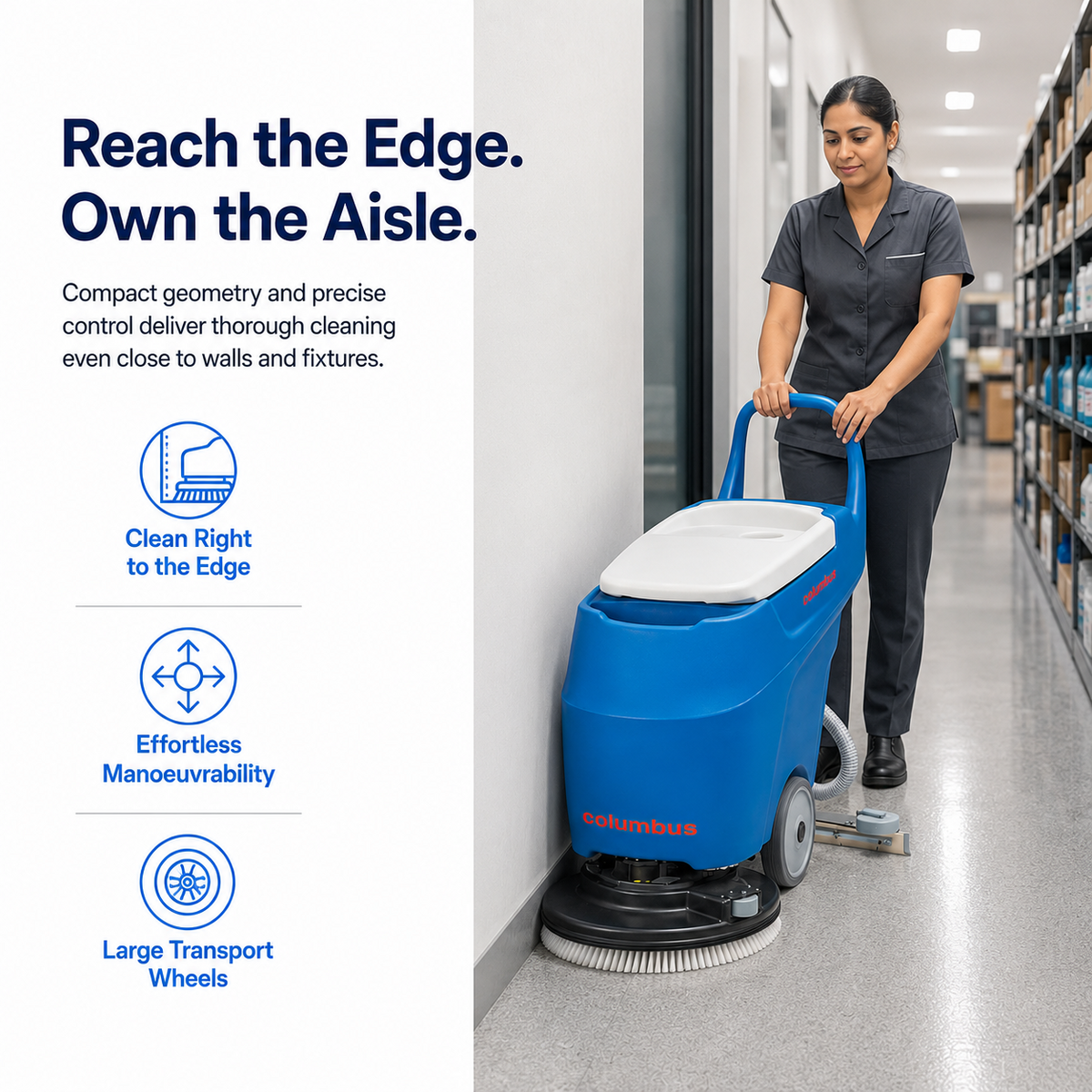 RA 55 iK 40 walk-behind scrubber dryer, side profile