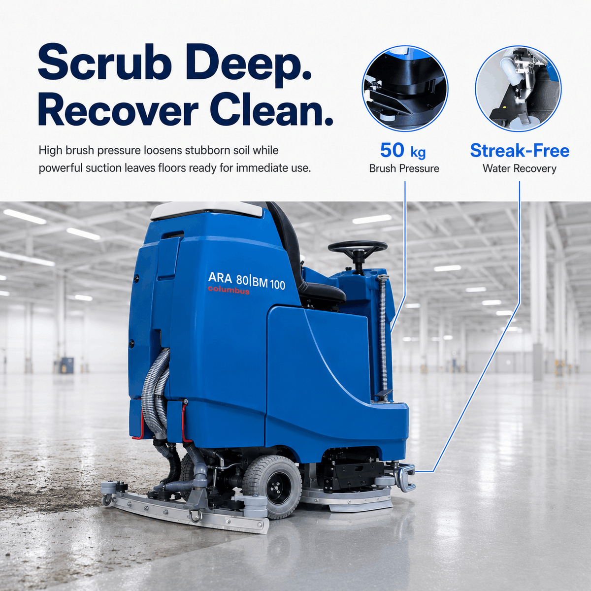 ARA 80 BM 100, brush deck and squeegee