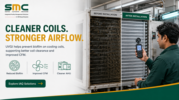 UV-C sanitiser installed at the air handling unit