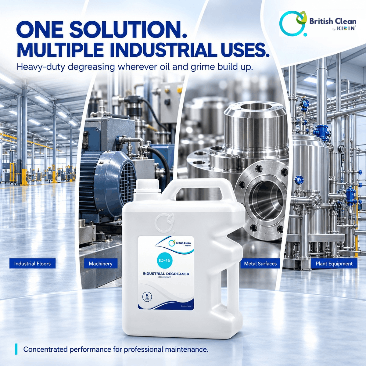 British Clean ID-16 Industrial Degreaser, concentrate for industrial floors