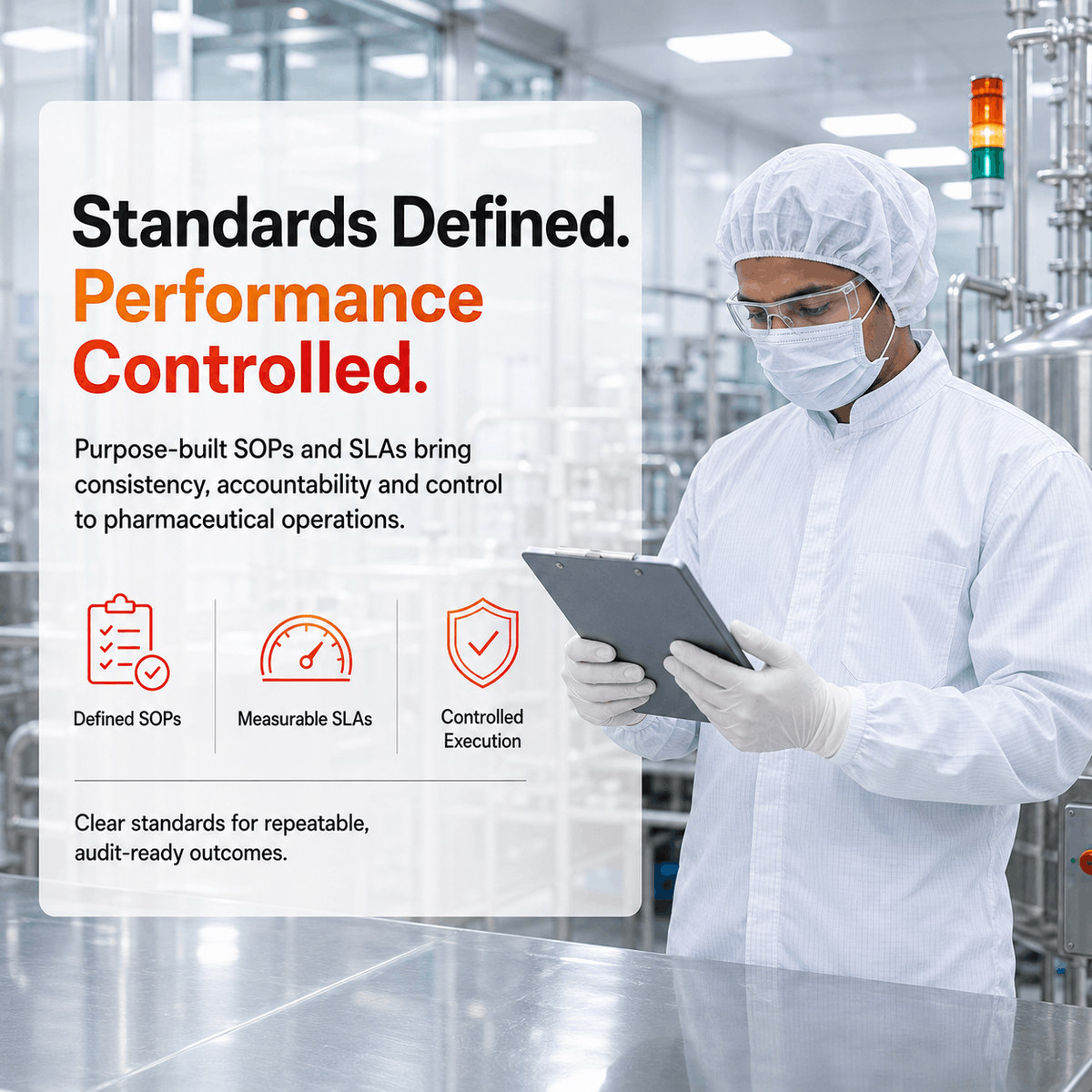 DTSS pharmaceutical facility management team in a cleanroom